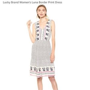 Lucky Brand Luna Border Print Dress-women’s size petite small-good condition
